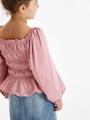 Pink Shirred Long Sleeve Top (3-16yrs) - Image 3 of 7