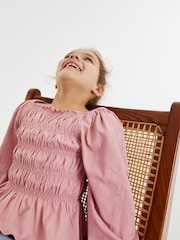 Pink Shirred Long Sleeve Top (3-16yrs) - Image 4 of 7