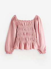 Pink Shirred Long Sleeve Top (3-16yrs) - Image 5 of 7