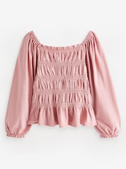 Pink Shirred Long Sleeve Top (3-16yrs) - Image 6 of 7