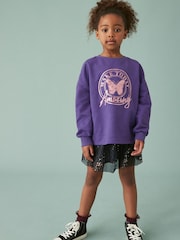 Purple Metallic Butterfly Cuffed Long Sleeve T-Shirt (3-16yrs) - Image 1 of 6
