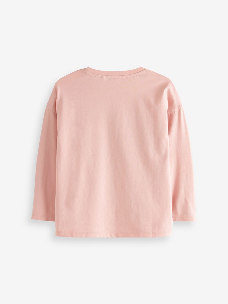 Pink/Gold Long Sleeve Sequin Heart T-Shirt (3-16yrs) - Image 8 of 8