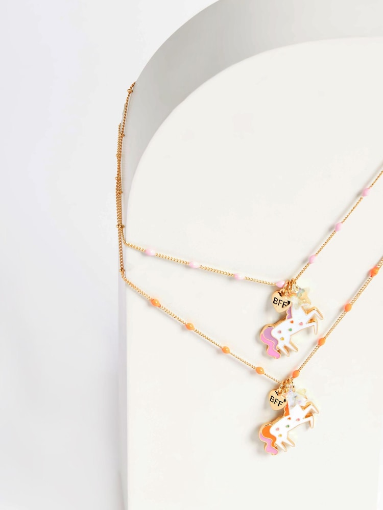 Multi Bright Unicorn and Bead Best Friend Necklace - Image 1 of 3 Multi Bright Unicorn and Bead Best Friend Necklace - Image 1 of 3