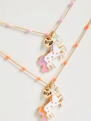 Multi Bright Unicorn and Bead Best Friend Necklace - Image 2 of 3