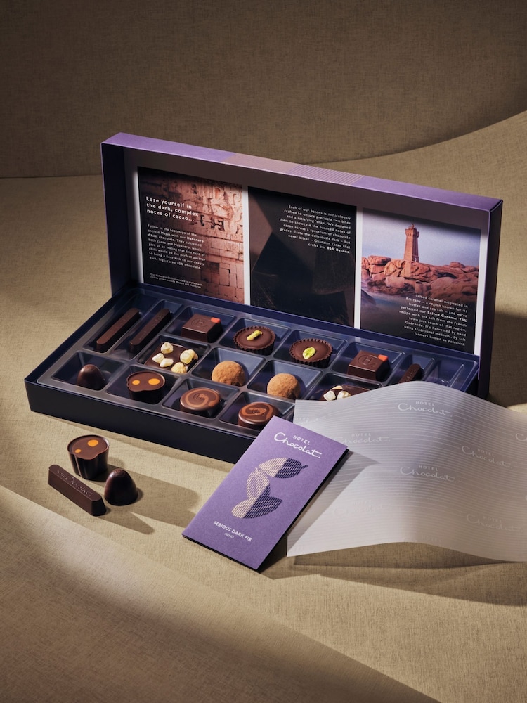 Hotel Chocolat Serious Dark 18-Piece Chocolate Gift Box - Image 1 of 3