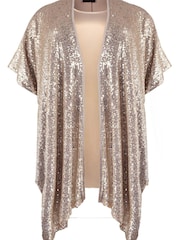 Live Unlimited Silver Curve Sequin Kimono and Satin Vest - Image 2 of 2