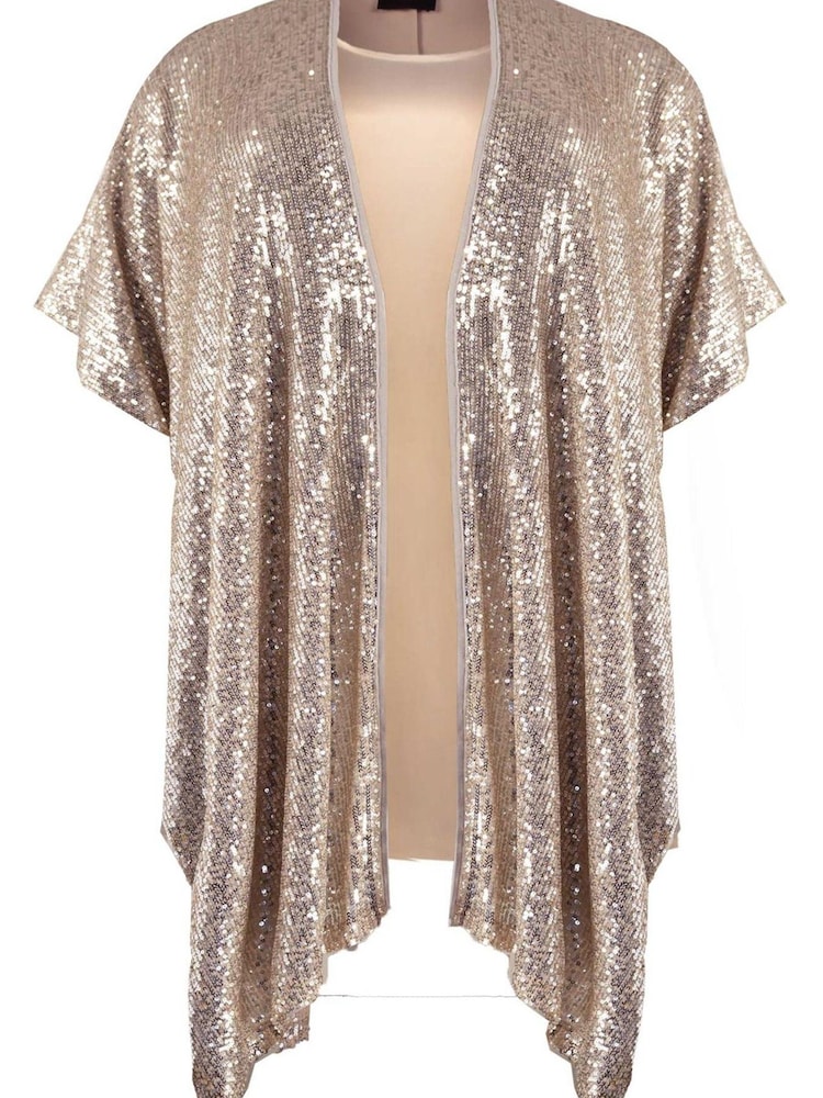 Live Unlimited Silver Curve Sequin Kimono and Satin Vest - Image 2 of 2