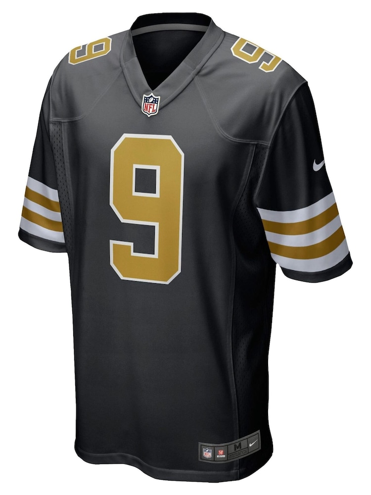 Nike Black NFL New Orleans Saints Alternate Game Jersey - Drew Brees - Image 2 of 3