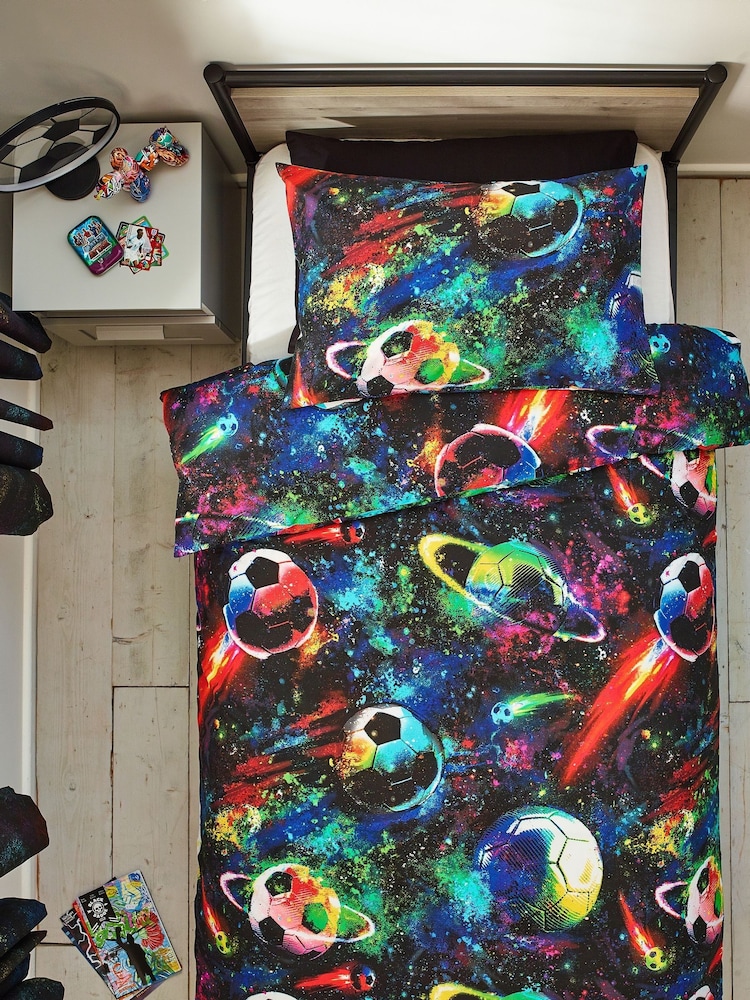 Multi Football Print Duvet Cover and Pillowcase Set - Image 3 of 6