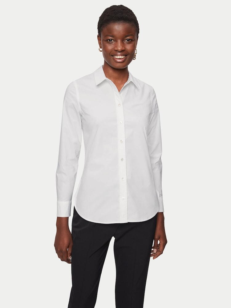 Jigsaw White Fitted Cotton Shirt - Image 1 of 4