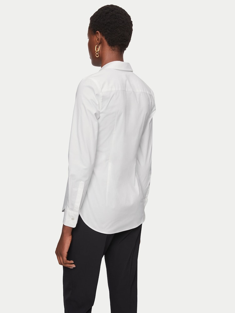 Jigsaw White Fitted Cotton Shirt - Image 2 of 4