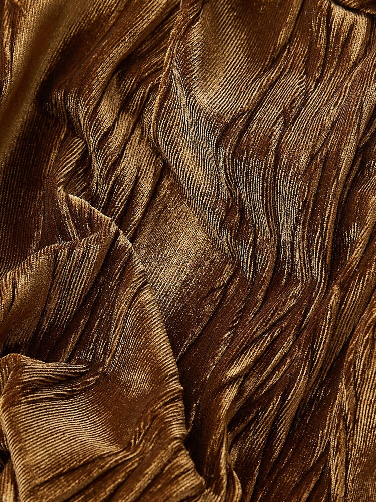 Gold Velvet Long Sleeve Wrap Top - Image 6 of 6