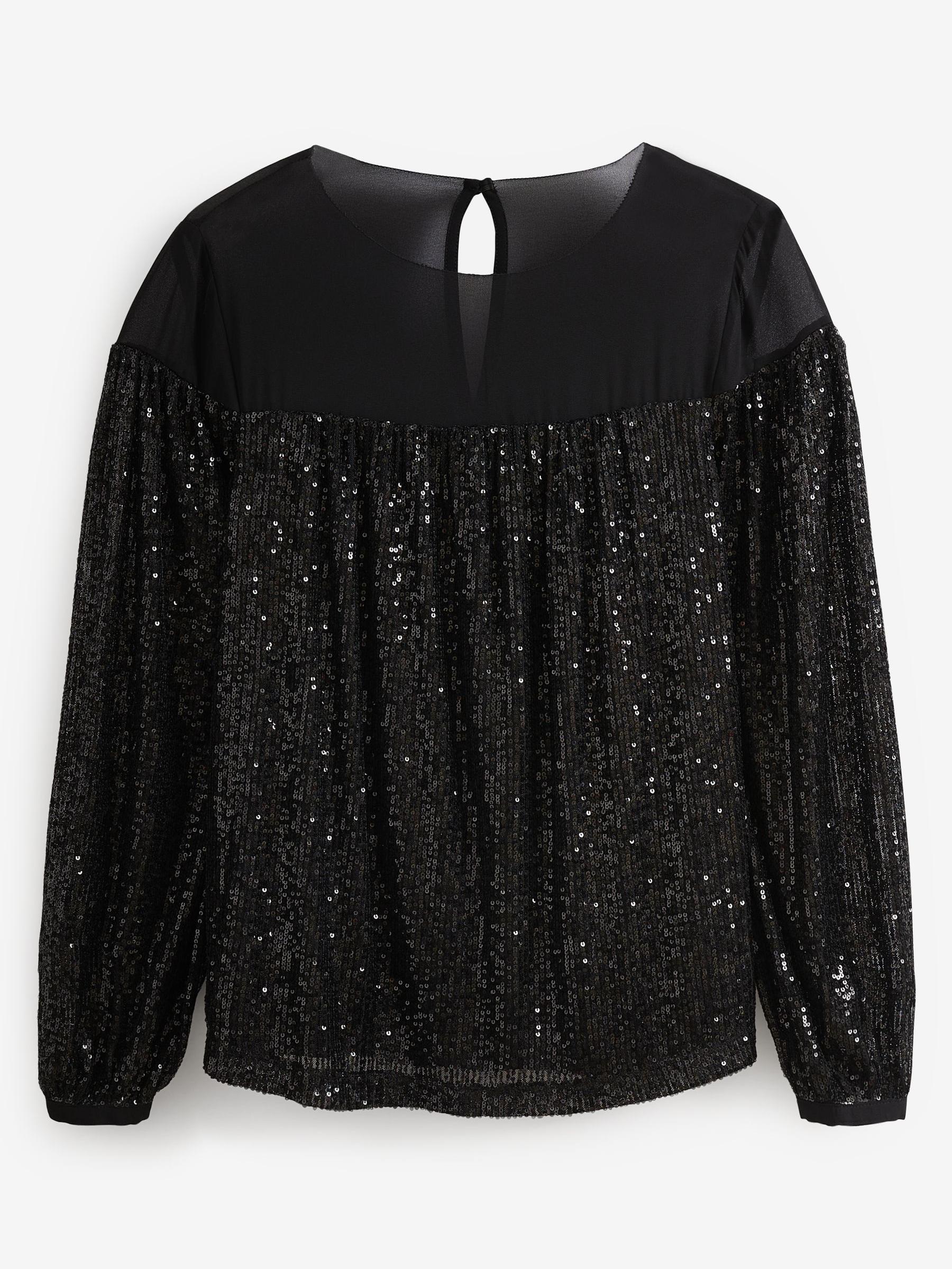 black glitter long sleeve top