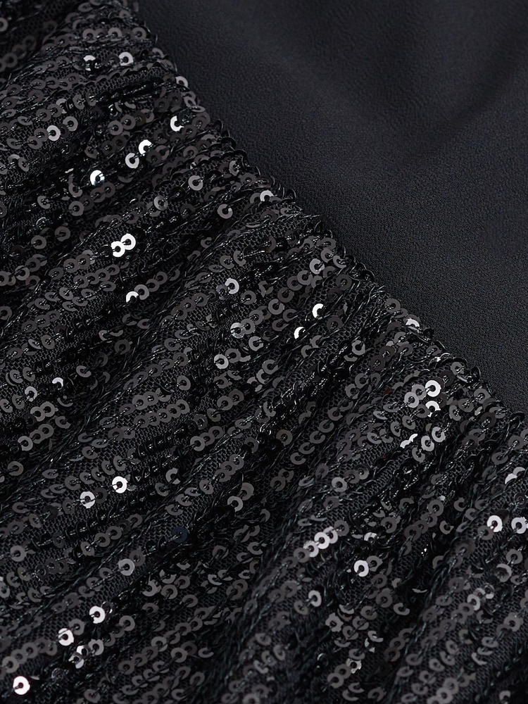 Black Long Sleeve Sequin Sparkle Top - Image 6 of 6
