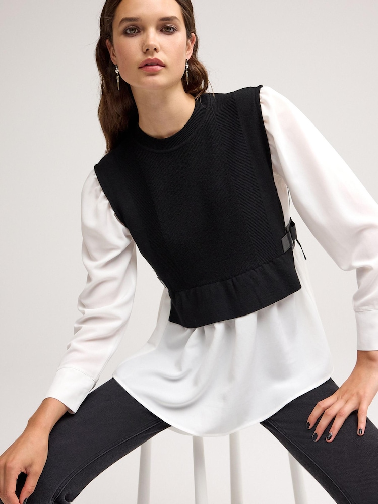 Black Knitted Layer Jumper - Image 1 of 6