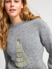 Grey Tassel Christmas Tree Christmas Jumper - Image 4 of 4