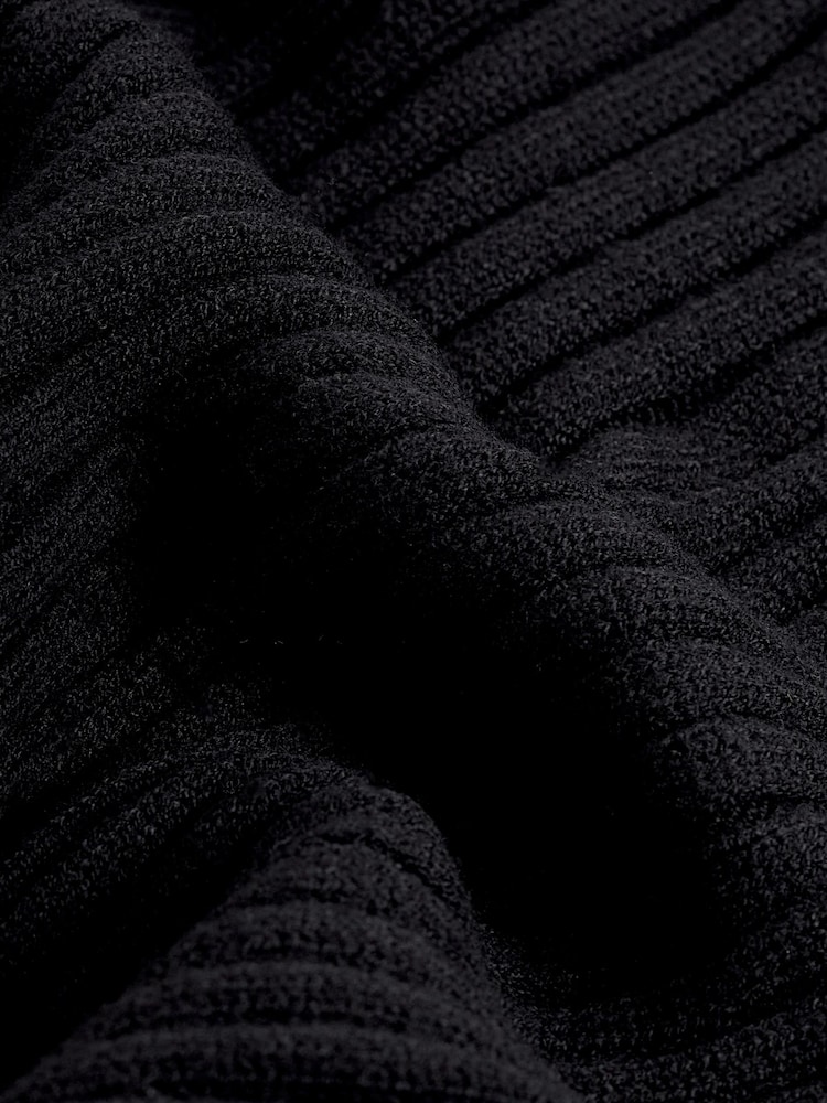 Black Ribbed V-Neck Jumper - Image 6 of 6