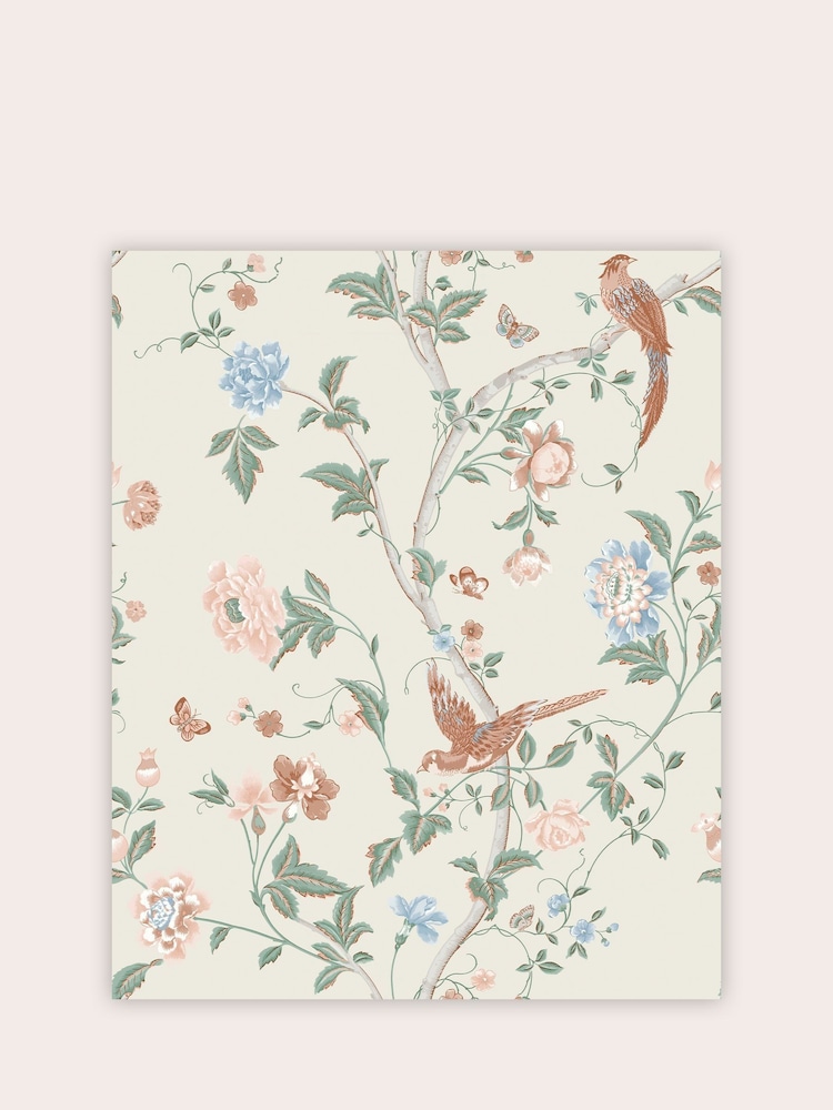 Laura Ashley Sage Apricot Summer Palace 10M Wallpaper - Image 2 of 4