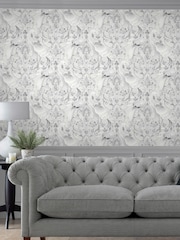 Laura Ashley Silver Tregaron 10M Wallpaper - Image 1 of 4
