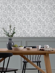 Laura Ashley Slate Grey Louise 10M Wallpaper - Image 1 of 4