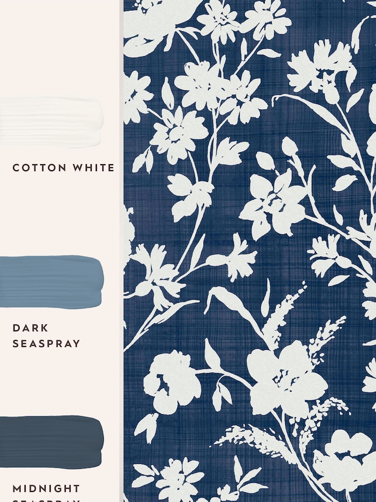 Laura Ashley Midnight Seaspray Blue Rye 10M Wallpaper - Image 4 of 4
