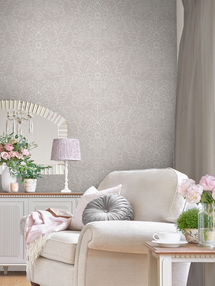 Laura Ashley Dove Grey Silchester 10M Wallpaper - Image 1 of 4