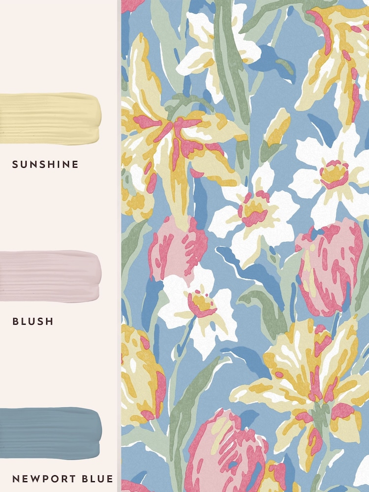 Laura Ashley China Blue Tulips 10M Wallpaper - Image 4 of 4