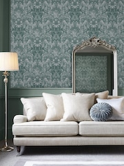 Laura Ashley Jade Green Apolline A4 Wallpaper Wallpaper Sample - Image 1 of 1