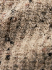 Neutral Brown High V-Neck Ribbed Jumper - Image 6 of 6