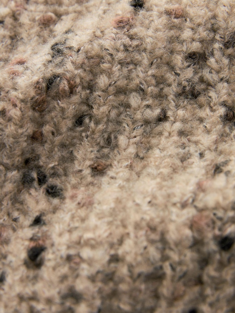 Neutral Brown High V-Neck Ribbed Jumper - Image 6 of 6