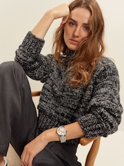 Charcoal Grey Cropped High Neck Long Sleeve Jumper - Image 3 of 7