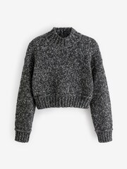 Charcoal Grey Cropped High Neck Long Sleeve Jumper - Image 6 of 7