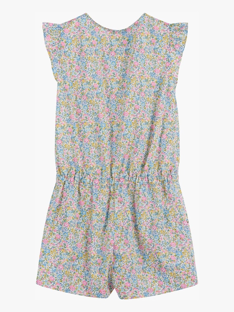 Trotters London Yellow Liberty Print Floral Emma Willow Cotton Playsuit - Image 2 of 3