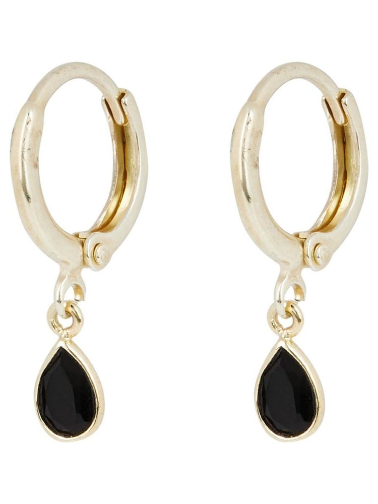 Oliver Bonas Black Onyx Auden Huggie Earrings - Image 1 of 5