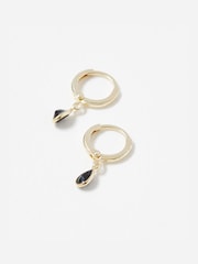 Oliver Bonas Black Onyx Auden Huggie Earrings - Image 2 of 5