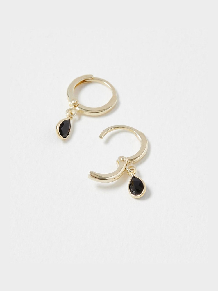 Oliver Bonas Black Onyx Auden Huggie Earrings - Image 5 of 5