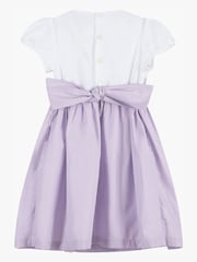 Trotters London Purple Rose Hand Smocked 100% Cotton Dress - Image 4 of 5