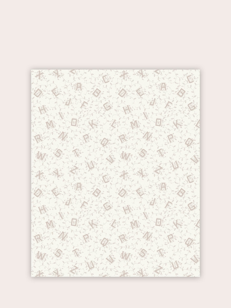 Laura Ashley Dove Grey Alphabet A4 Wallpaper Sample Wallpaper Sample - Image 2 of 2