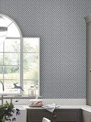Laura Ashley Slate Grey Trefoil A4 Wallpaper Sample - Image 1 of 2