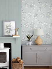 Laura Ashley Pale Duck Egg Blue Igerna A4 Wallpaper Sample - Image 1 of 2