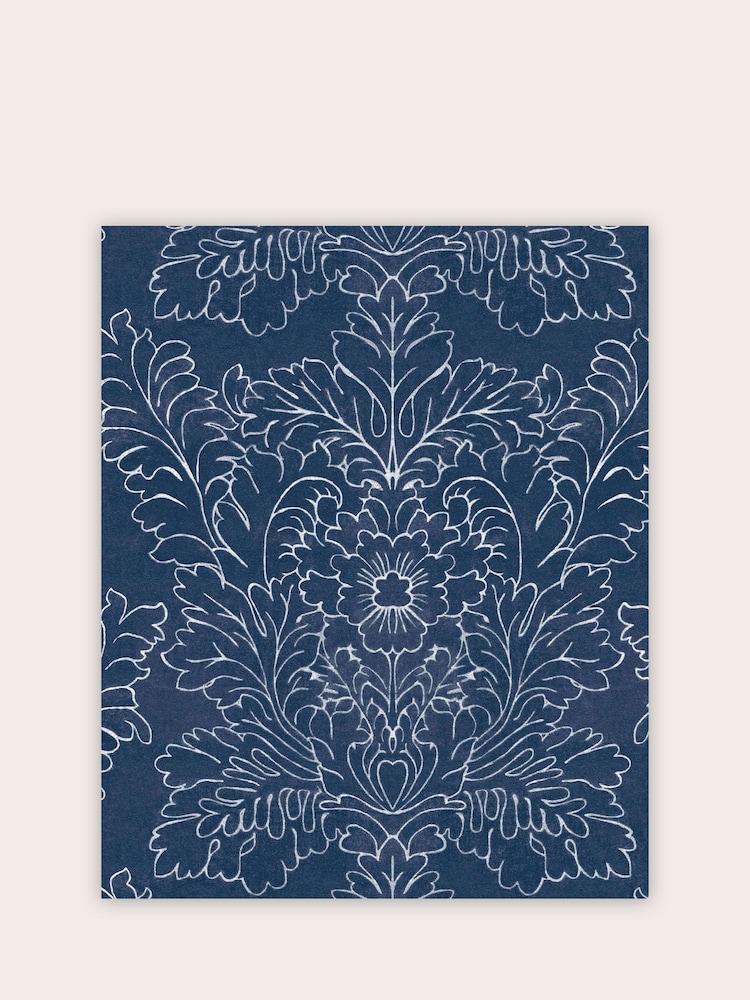 Laura Ashley Midnight Seaspray Blue Silchester A4 Wallpaper Sample - Image 2 of 2