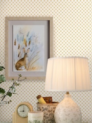 Laura Ashley Pale Ochre Yellow Wickerwork A4 Wallpaper Sample - Image 1 of 3