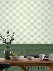 Laura Ashley Leaf Green Wickerwork A4 Wallpaper Sample - Image 2 of 3