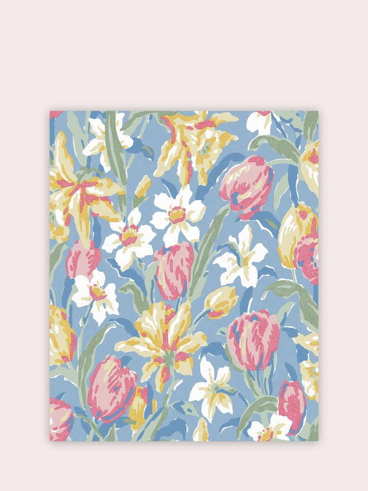 Laura Ashley China Blue Tulips A4 Wallpaper Sample - Image 2 of 2