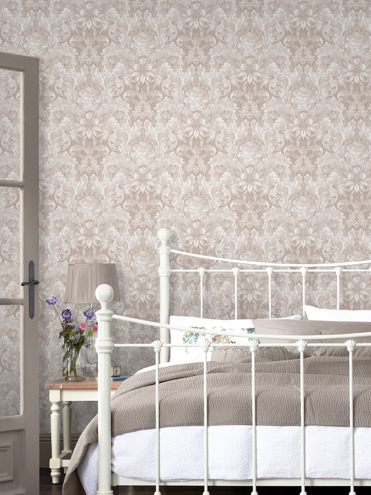 Laura Ashley Dove Grey Apolline A4 Wallpaper Sample Wallpaper Sample - Image 1 of 2