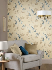 Laura Ashley Gold Mari A4 Wallpaper Sample - Image 1 of 2