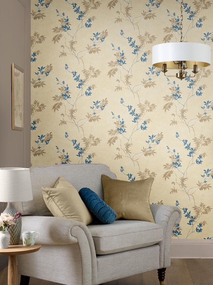 Laura Ashley Gold Mari A4 Wallpaper Sample - Image 1 of 2