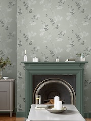 Laura Ashley Mineral Green Mari A4 Wallpaper Sample - Image 1 of 2