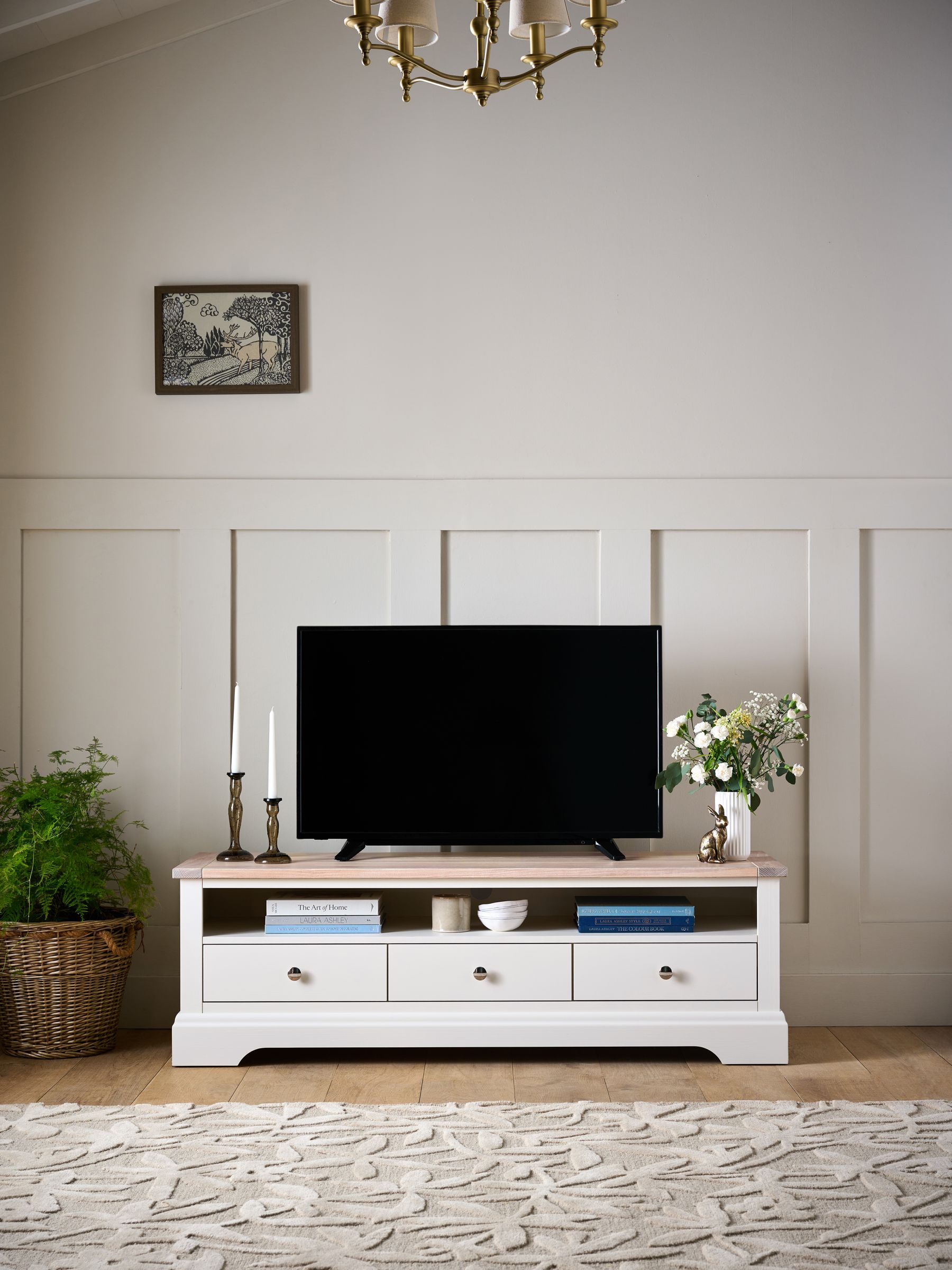 Hampton antique white entertainment center sales