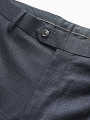 Navy Blue Check Suit Trousers - Image 7 of 10